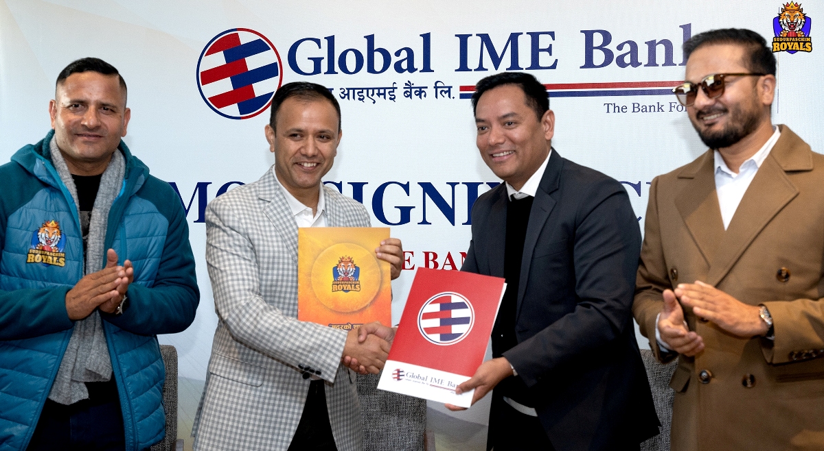 ग्लोबल आईएमई बैंक र एनपिएल टोली सुदूरपश्चिम रोयल्सबीच प्रायोजन सम्झौता
